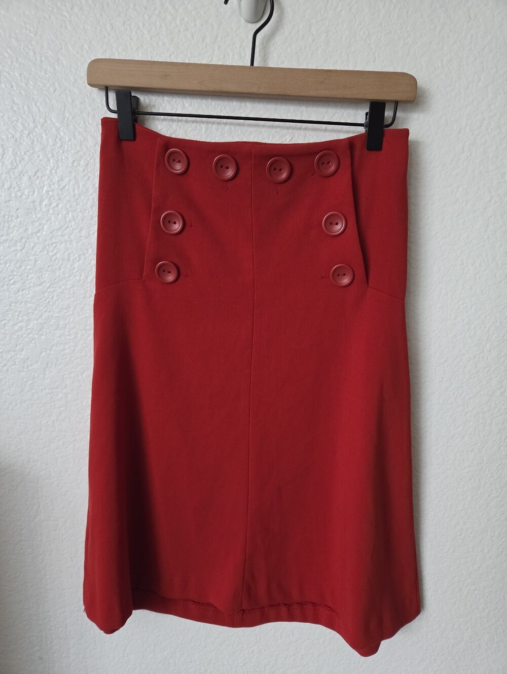 H&M Button-Front A-Line Skirt Women's Size 4 Retro Red